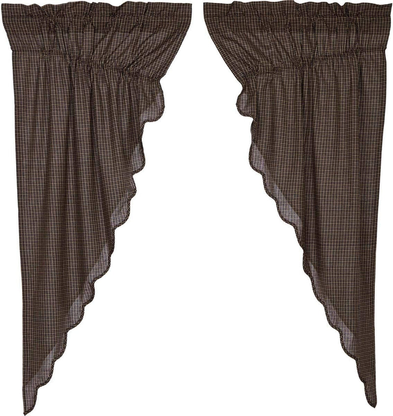 VHC Brands Kettle Grove Plaid Prairie Long Panel Scalloped Set of 2 84X36X18 Country Curtains, Country Black Home & Garden > Decor > Window Treatments > Curtains & Drapes VHC Brands 63x36 Prairie Panel Set  