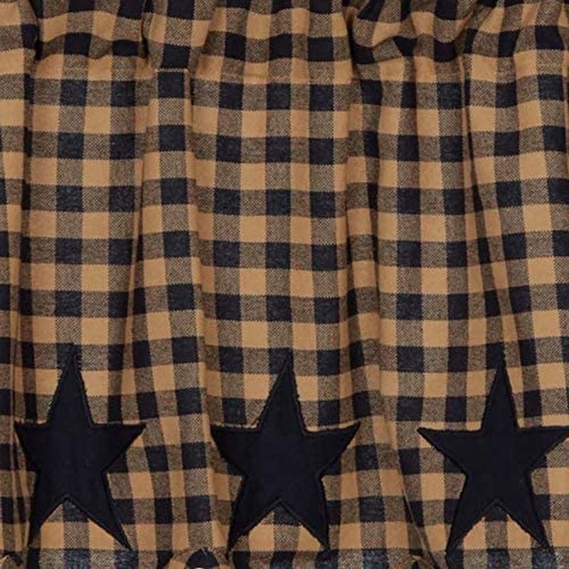 VHC Brands Navy Star Scalloped Prairie Short Panel Set of 2 63X36X18 Country Curtains, Navy and Tan Home & Garden > Decor > Window Treatments > Curtains & Drapes VHC Brands   