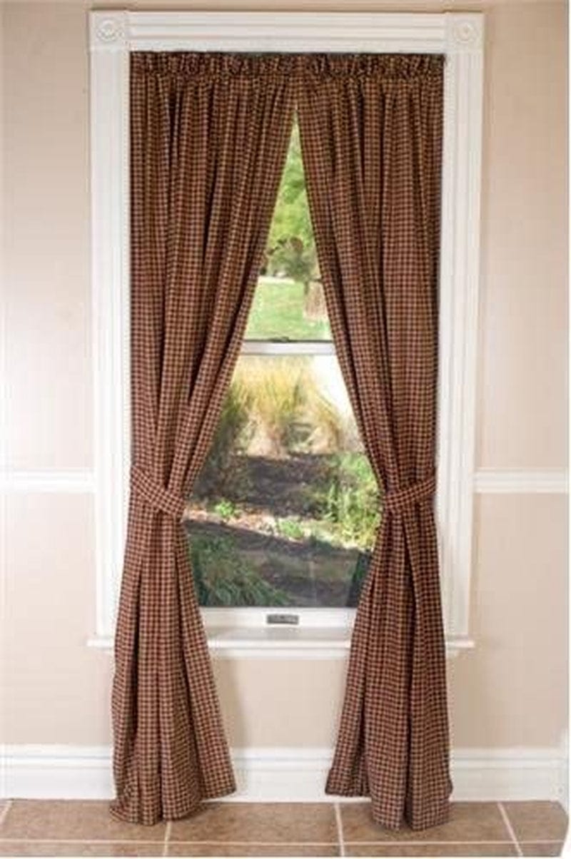 VHC Brands Patriotic Patch Plaid Prairie Short Panel Set of 2 36X63X18 Country Curtains, Deep Red Home & Garden > Decor > Window Treatments > Curtains & Drapes VHC Brands 84x40 Panel Set  