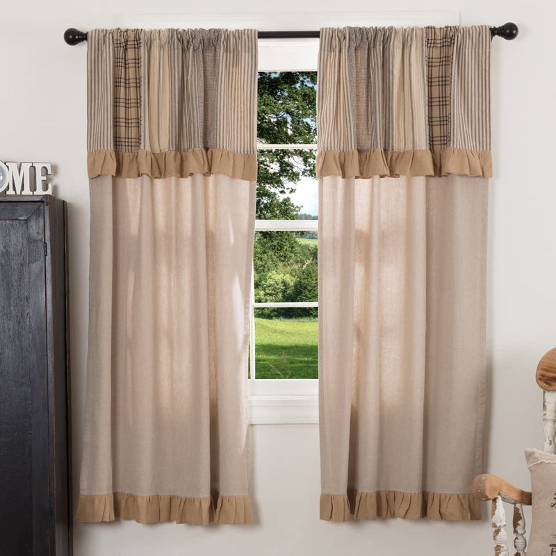 VHC Brands Sawyer Mill Curtain, Panel 63X36, Charcoal Khaki Tan Home & Garden > Decor > Window Treatments > Curtains & Drapes VHC Brands Charcoal Khaki Tan Panel 63x36 