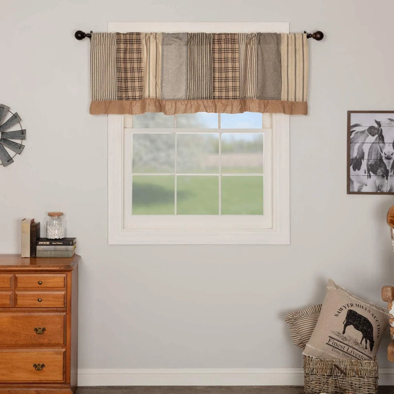 VHC Brands Sawyer Mill Curtain, Panel 63X36, Charcoal Khaki Tan Home & Garden > Decor > Window Treatments > Curtains & Drapes VHC Brands Charcoal Grey Valance 19x60 