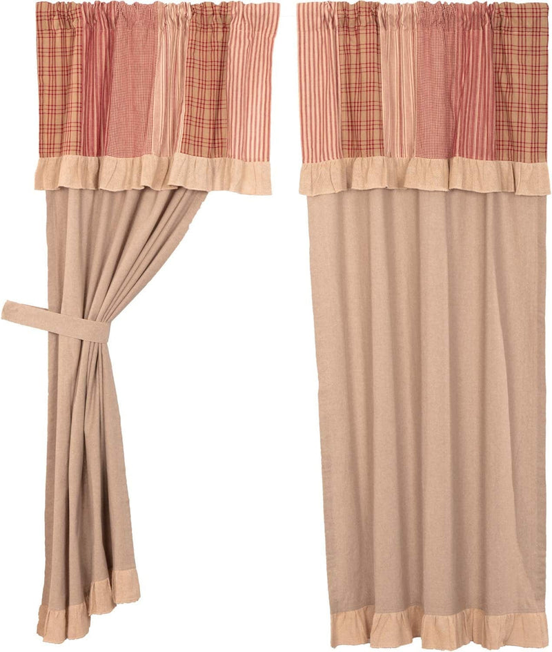 VHC Brands Sawyer Mill Curtain, Panel 63X36, Red Country Home & Garden > Decor > Window Treatments > Curtains & Drapes VHC Brands   