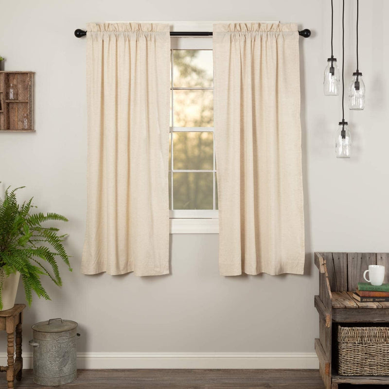 VHC Brands Simple Life Flax Solid Color Cotton Linen Blend Farmhouse Curtains Rod Pocket Drawstring Ties Prairie Panel Pair, Khaki Tan Home & Garden > Decor > Window Treatments > Curtains & Drapes VHC Brands Natural 63 in x 36 in 