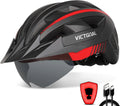 VICTGOAL Bike Helmet with USB Rechargeable Rear Light Detachable Magnetic Goggles Removable Sun Visor Mountain & Road Bicycle Helmets for Men Women Adult Cycling Helmets Sporting Goods > Outdoor Recreation > Cycling > Cycling Apparel & Accessories > Bicycle Helmets VICTGOAL Black Red M: 54-58 cm 