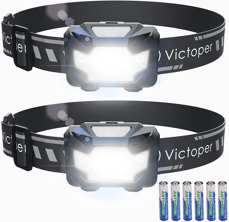 Victoper 2 Pack LED Headlamp, 1100 Lumen Bright Lightweight Head Lamp with 4 Mode, IPX5 Waterproof Head Light with Red Light for Running Fishing Hiking Camping, Outdoor Head Flashlight for Adults Kids Hardware > Tools > Flashlights & Headlamps > Flashlights Victoper White  