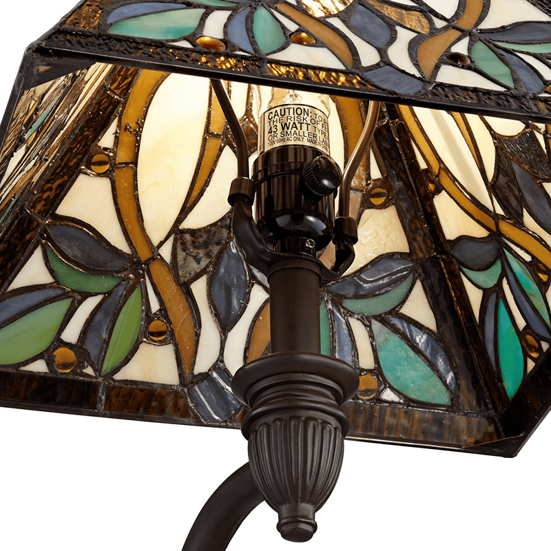 Victorian Tiffany Style Swing Arm Wall Lamp Bronze Plug-In Light Fixture Dimmable Multi Colored Stained Glass for Bedroom Bedside House Reading Living Room Home Hallway Dining - Robert Louis Tiffany