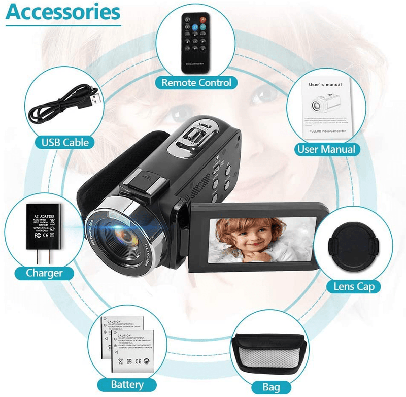 Video Camera 2.7K Camcorder 42MP 18X Digital Camera Video Camera for YouTube 3.0inch Flip Screen Camcorder Vlogging Camera with Remote Control and Two Batteries Cameras & Optics > Cameras > Video Cameras SEREE   