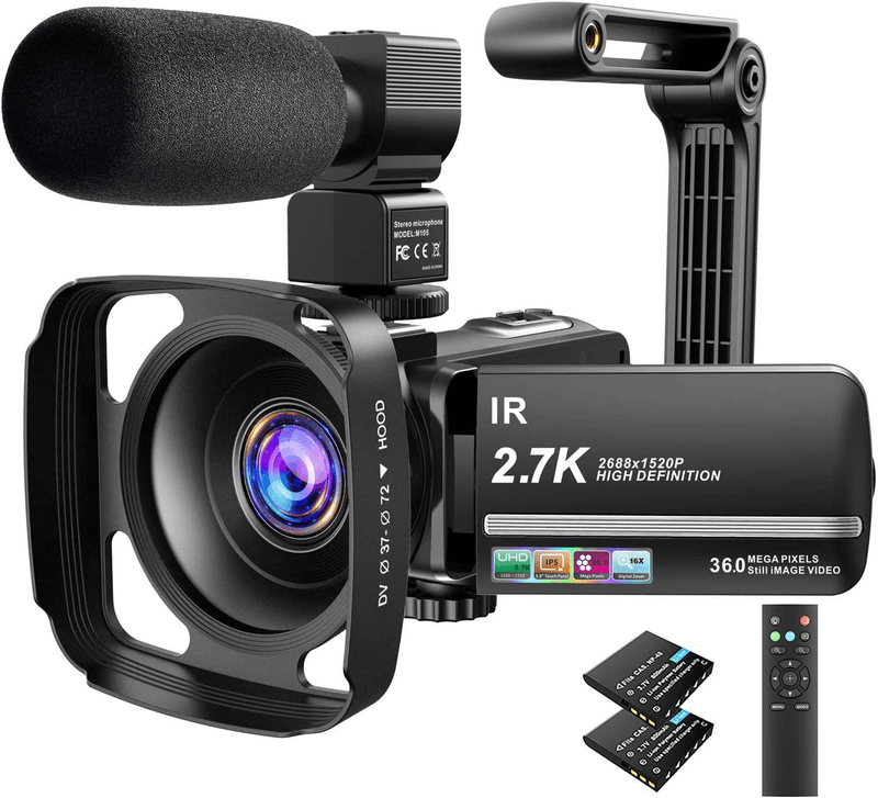 Video Camera Camcorder 2.7K Ultra HD YouTube Vlogging Camera 36MP IR Night Vision Digital Camera Recorder 16X Digital Zoom 3 inch IPS Touch Screen Video Camcorder with Microphone Handheld Stabilizer Cameras & Optics > Cameras > Video Cameras Actinow Default Title  