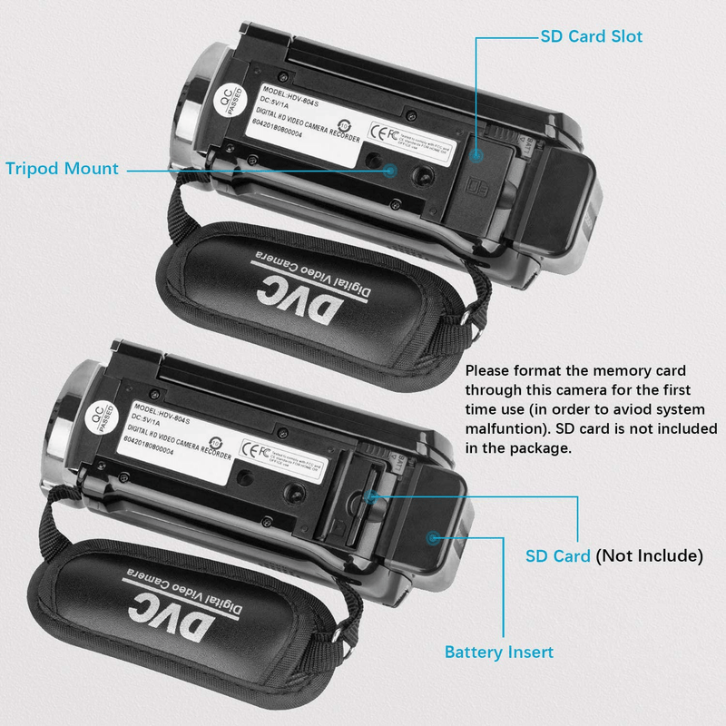 Video Camera Camcorder kimire Digital Camera Recorder Full HD 1080P 15FPS 24MP 3.0 Inch 270 Degree Rotation LCD 16X Digital Zoom Camcorder Camera with 2 Batteries(Black)