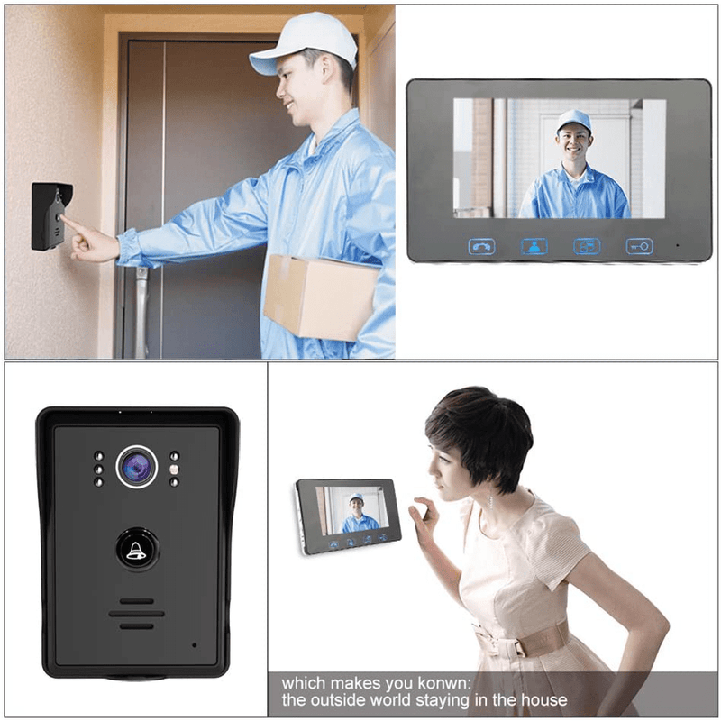 Video Door Phone Doorbell Wires Video Intercom Monitor 7" Wired Door Bell Home Security System with Night Vision and Push Button HD Camera Electronics > Communications > Intercoms ANBOSON   