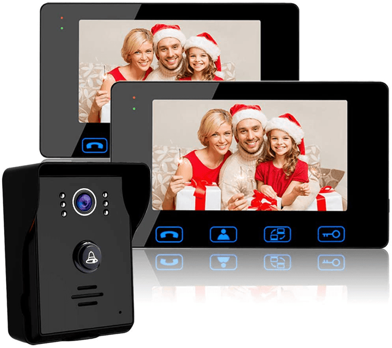 Video Door Phone Doorbell Wires Video Intercom Monitor 7" Wired Door Bell Home Security System with Night Vision and Push Button HD Camera Electronics > Communications > Intercoms ANBOSON 1V2  