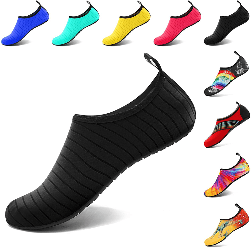 VIFUUR Water Sports Shoes Barefoot Quick-Dry Aqua Yoga Socks Slip-on for Men Women  VIFUUR Black 12.5-13 Women/11-11.5 Men 