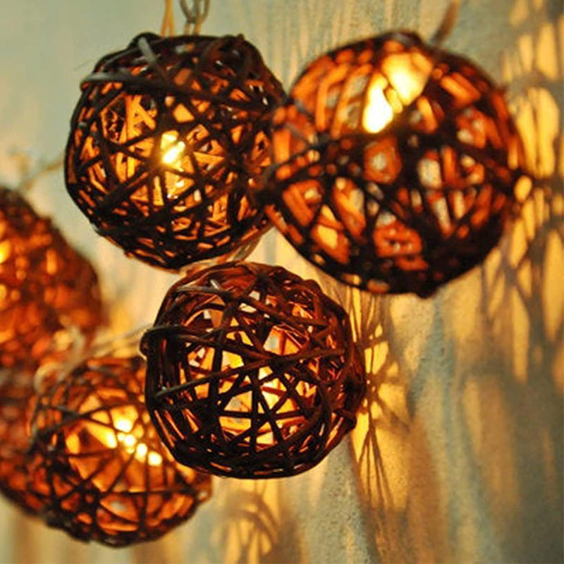 Vigdur Decorative - Rattan Ball String Lights with 10 Led Bulbs Connectable Indoor Outdoor Lantern Lights for Bedroom Wedding Garden Party Backyard Decor,9.84Ft Home & Garden > Lighting > Light Ropes & Strings Vigdur   