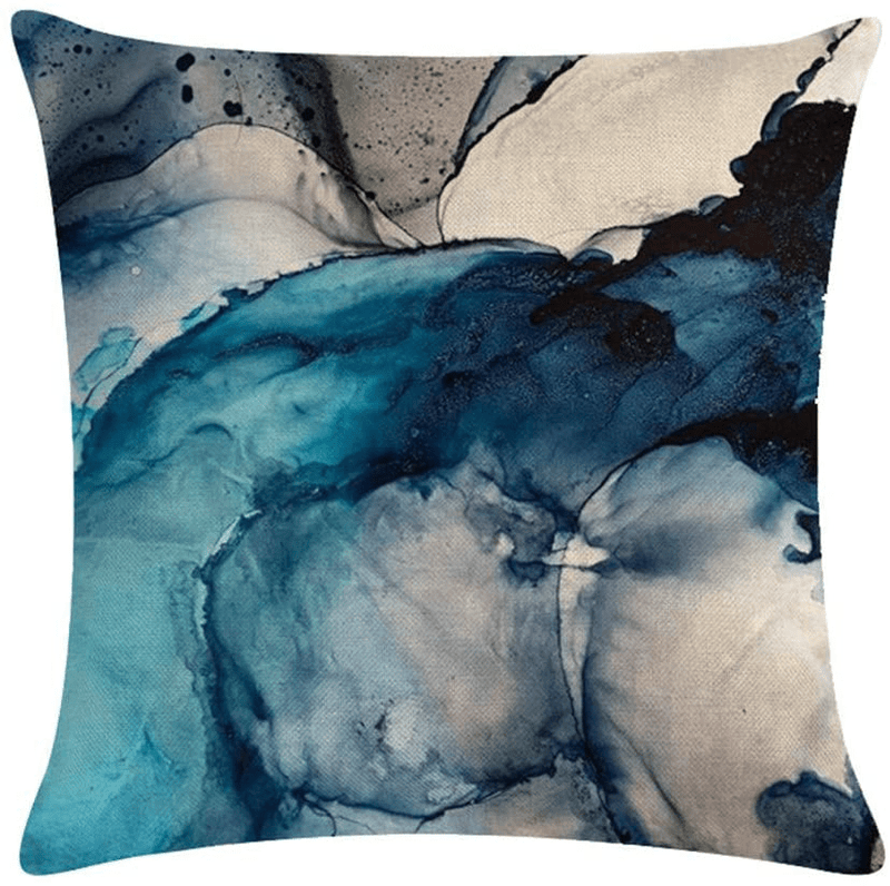 VIGVOG Set of 4 Outdoor Pillow Covers, Waterproof Decorative Blue Patio Garden Cushion Cover Sofa Pack of 4 Pillow Case 18 X 18 Inch (Waterproof-5) Home & Garden > Decor > Chair & Sofa Cushions vigvog   