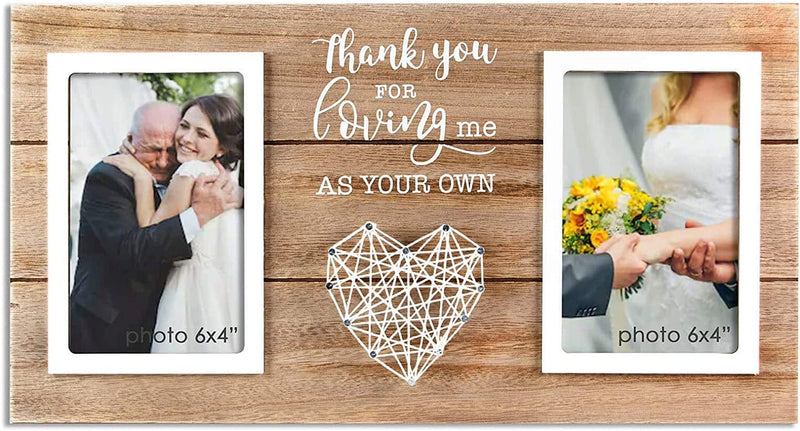 VILIGHT Bonus Mom and Dad Gift - Gifts for Stepmoms and Mother in Law - Wedding and Birthady Presents for Stepdads - Thank You for Loving Me as Your Own Picture Frame - Holds 2 4X6 Inches Photos