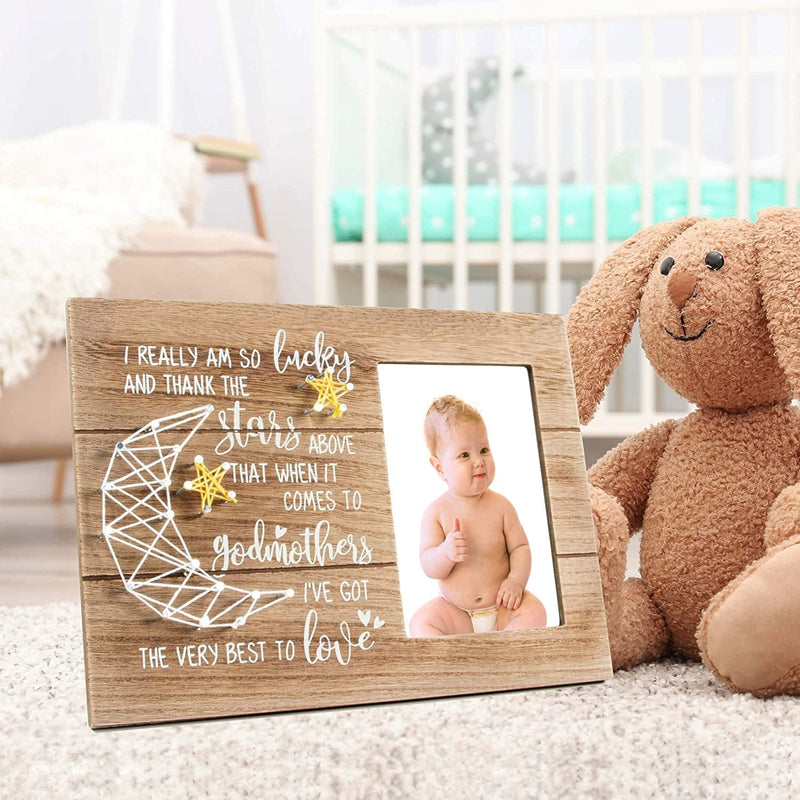 VILIGHT Godmother Gifts from Godchild - Rustic Picture Frame for Goddaughter and Godson - 4X6 Inches Photo Home & Garden > Decor > Picture Frames VILIGHT   