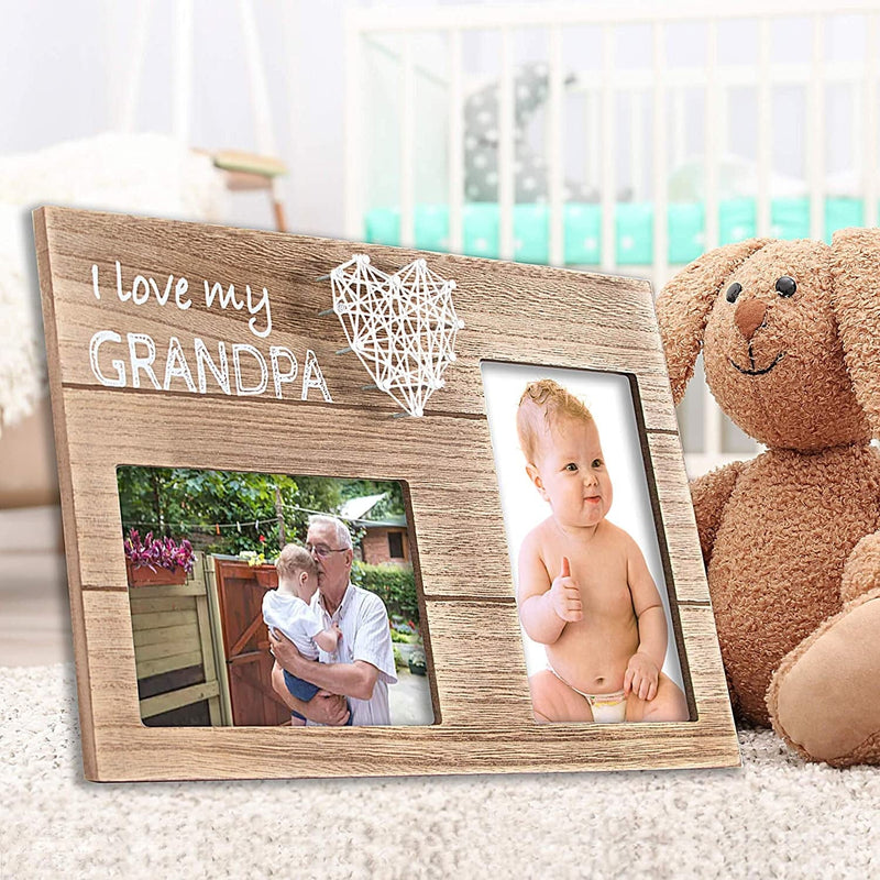 VILIGHT I Love My Grandpa Gifts from Grandchildren - Picture Frame for Pregnancy Announcement to Grandfather - Holds 2 4X6 Photos Home & Garden > Decor > Picture Frames VILIGHT   