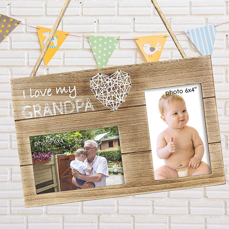 VILIGHT I Love My Grandpa Gifts from Grandchildren - Picture Frame for Pregnancy Announcement to Grandfather - Holds 2 4X6 Photos Home & Garden > Decor > Picture Frames VILIGHT   