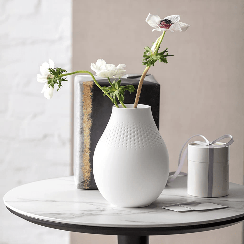 Villeroy & Boch Collier Blanc Tall Vase : Perle, 6.25 in, White Home & Garden > Decor > Vases Villeroy & Boch   