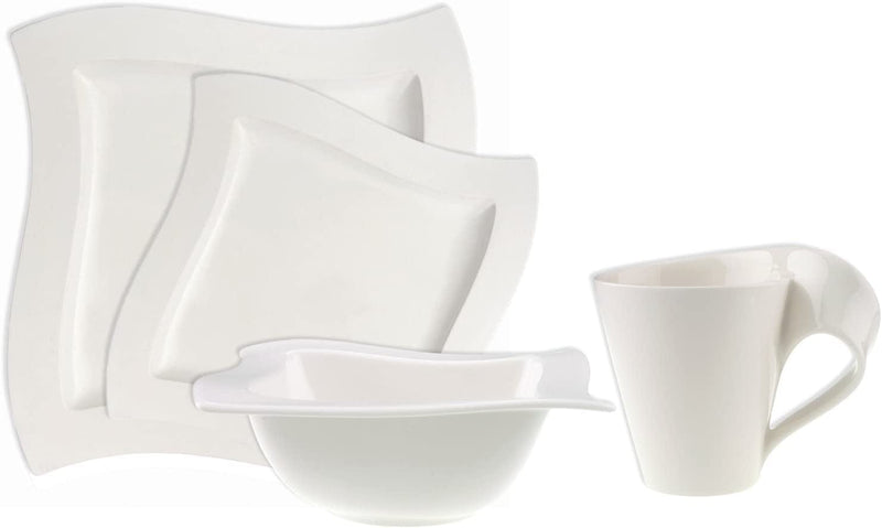 Villeroy & Boch New Wave 4-Piece Place Setting Dinner, Salad Plate, Bowl, and Mug – Premium Porcelain, Set of (Variable), Dinnerware Home & Garden > Kitchen & Dining > Tableware > Dinnerware Villeroy & Boch 4-Piece place Setting  