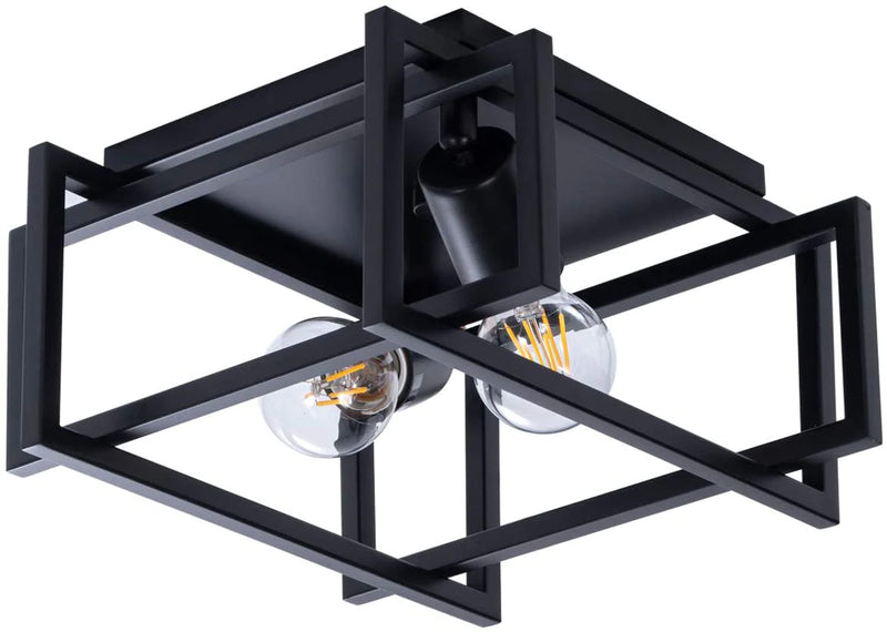VILUXY Contemporary Rectangle Flush Mount Ceiling Light Fixture with Black Shade for Hallway, Entryway, Passway, Dining Room, Bedroom, Balcony Living Room Two-Light