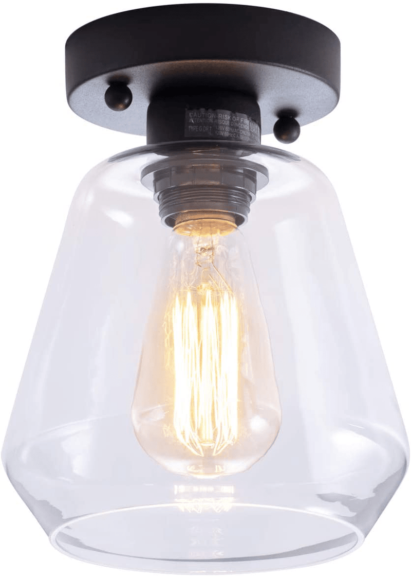 VILUXY Semi Flush Mount Ceiling Light, Industrial Clear Glass Shade Light Fixtures Ceiling for Hallway, Schoolhouse, Entryway, Kitchen, Dining Room, Laundry Room Home & Garden > Lighting > Lighting Fixtures > Ceiling Light Fixtures KOL DEALS   
