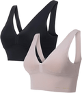 Vince Camuto Women's Smooth Microfiber Wirefree Lounge Bra Apparel & Accessories > Clothing > Underwear & Socks > Bras Vince Camuto (2-pack) Taupe/Black Large 