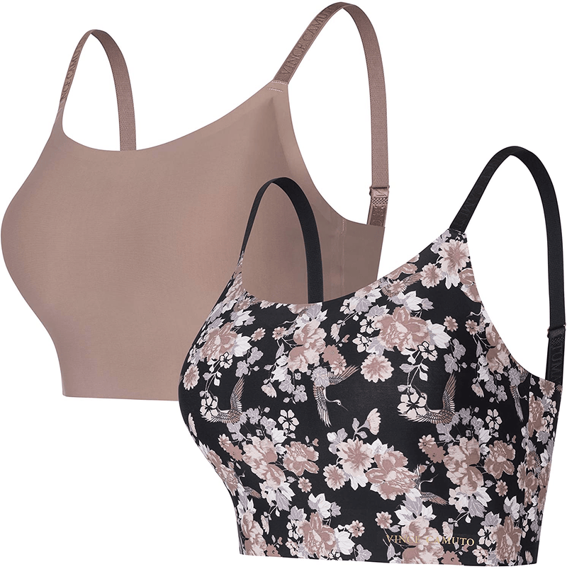 Vince Camuto Women's Smooth Microfiber Wirefree Lounge Bra Apparel & Accessories > Clothing > Underwear & Socks > Bras Vince Camuto (2-pack) Spring Chi/Cocoa Large 
