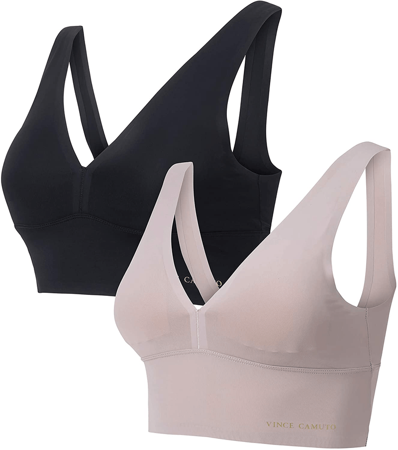 Vince Camuto Women's Smooth Microfiber Wirefree Lounge Bra Apparel & Accessories > Clothing > Underwear & Socks > Bras Vince Camuto (2-pack) Taupe/Black X-Large 