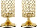 Vincidern Gold Crystal Candle Holders Set, Decorative Candlestick Holders for Dining Table, Home Decor, Party Holiday Centerpieces (Pack of 2) Home & Garden > Decor > Home Fragrance Accessories > Candle Holders Vincidern Gold-cylinder  