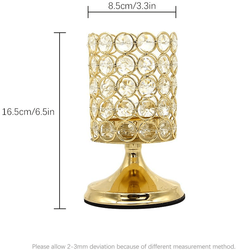 Vincidern Gold Crystal Candle Holders Set, Decorative Candlestick Holders for Dining Table, Home Decor, Party Holiday Centerpieces (Pack of 2) Home & Garden > Decor > Home Fragrance Accessories > Candle Holders Vincidern   