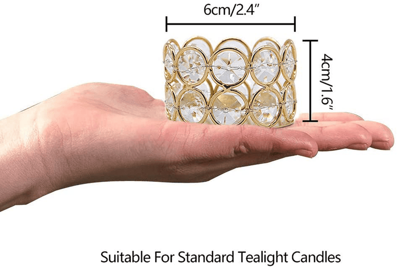Vincidern Gold Crystal Tea Light Candle Holders Centerpieces, Small Votive Candle Stand Holder for Wedding Decoration, Home, Party,Thanksgiving, Christmas (Pack of 16) Home & Garden > Decor > Home Fragrance Accessories > Candle Holders Vincidern   