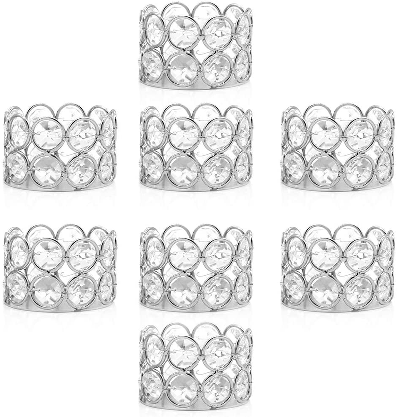 Vincidern Gold Crystal Tea Light Candle Holders Centerpieces, Small Votive Candle Stand Holder for Wedding Decoration, Home, Party,Thanksgiving, Christmas (Pack of 16) Home & Garden > Decor > Home Fragrance Accessories > Candle Holders Vincidern Silver 8 pcs 