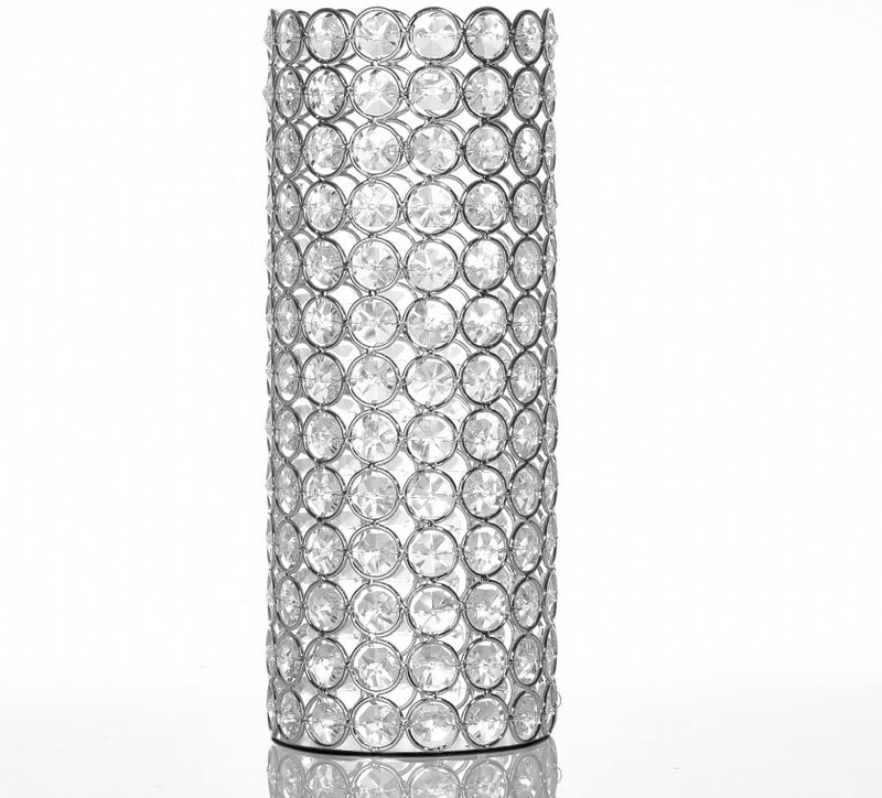 VINCIGANT Gold Crystal Cylinder Flower Vase for Christmas Wedding Holiday Table Centerpieces