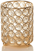 VINCIGANT Gold Cylinder Crystal Tea Light Candle Holders Centerpieces/Decorative Candle Lantern for Wedding Home Decoration Home & Garden > Decor > Home Fragrance Accessories > Candle Holders VINCIGANT Gold 3.5"W × 4.5"H 