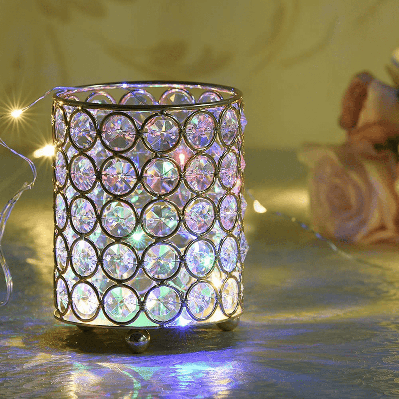 VINCIGANT Silver Cylinder Crystal Tealight Candle Holder Candlesticks / Pen Holders for Home Office Decoration Gifts for Christmas Home & Garden > Decor > Vases VINCIGANT   