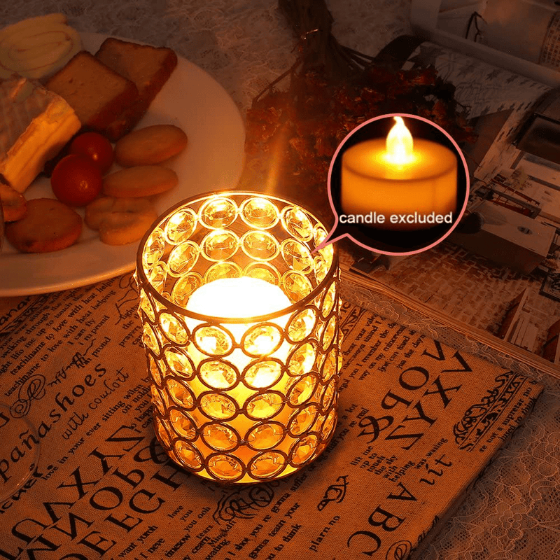 VINCIGANT Silver Cylinder Crystal Tealight Candle Holder Candlesticks / Pen Holders for Home Office Decoration Gifts for Christmas