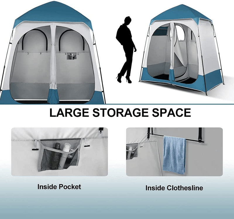 VINGLI 2 Room Shower Tent, 7.5 FT Instant Pop up Shelter with Carrying Bag, Privacy Changing Room Tent for Portable Toilet, Easy Setup, Perfecr for Camping, Dressing Outdoor or Indoor Sporting Goods > Outdoor Recreation > Camping & Hiking > Portable Toilets & Showers VINGLI   