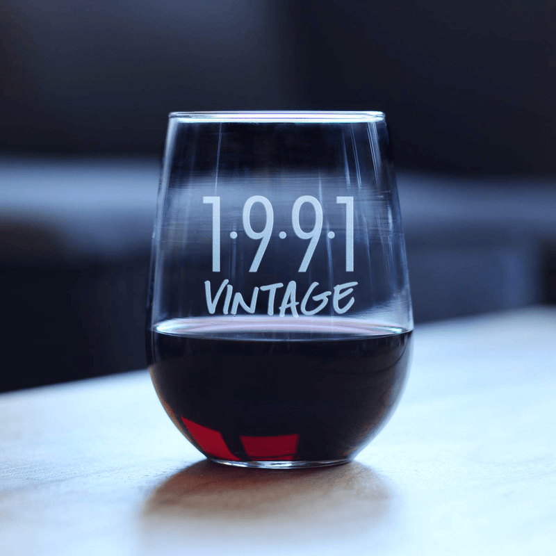 Vintage 1991-30th Birthday Stemless Wine Glass Gifts for Women & Men Turning 30 - Bday Party Decor - Large Glasses Home & Garden > Decor > Seasonal & Holiday Decorations Bevvee   