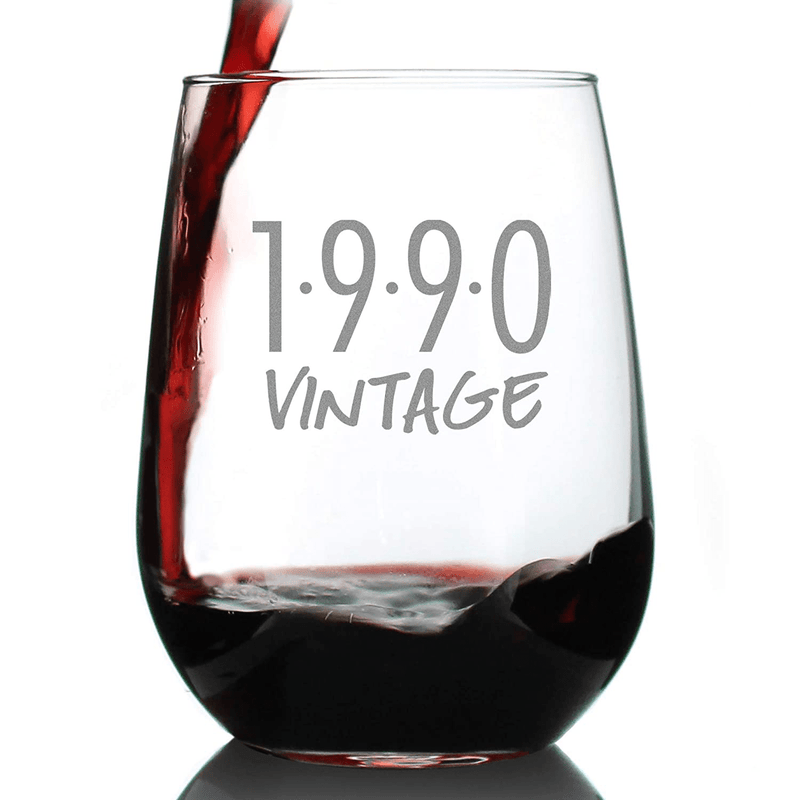 Vintage 1991-30th Birthday Stemless Wine Glass Gifts for Women & Men Turning 30 - Bday Party Decor - Large Glasses Home & Garden > Decor > Seasonal & Holiday Decorations Bevvee 1990  