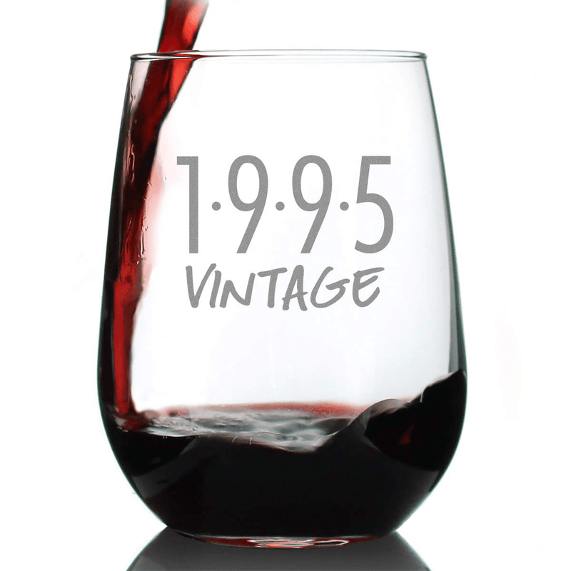 Vintage 1991-30th Birthday Stemless Wine Glass Gifts for Women & Men Turning 30 - Bday Party Decor - Large Glasses Home & Garden > Decor > Seasonal & Holiday Decorations Bevvee 1995  