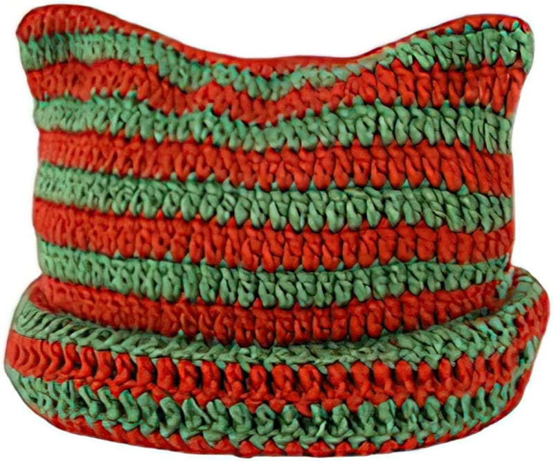 Vintage Beanies Women Fox Hat Grunge Accessories Slouchy Beanies for Women Crochet Hats for Women Sporting Goods > Outdoor Recreation > Winter Sports & Activities Dicusph Green Red  