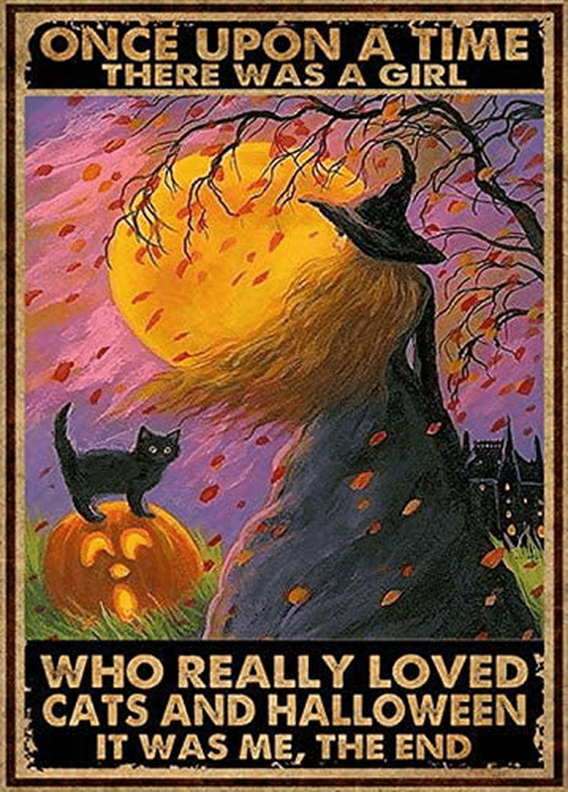 Vintage Cats and Halloween Who Really Loved Tin Sign Retro Style Miller Beer Bar Den Halloween Painting Metal 8x12 inch Arts & Entertainment > Party & Celebration > Party Supplies CoolSafe Default Title  