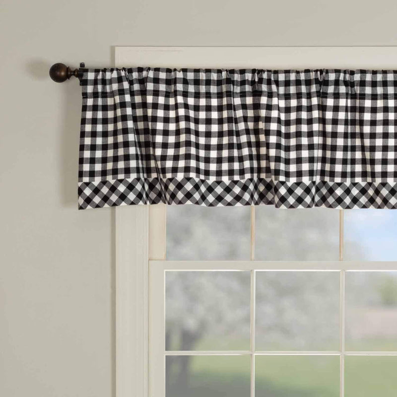 Vintage Check Black Panel Curtains, Set of 2 Panels, 96" Long, Modern Farmhouse Gingham Drapes, Window Treatment