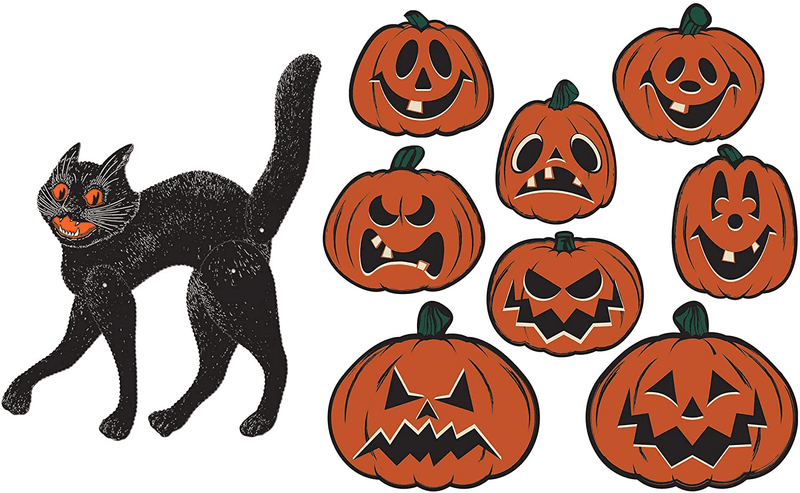 Vintage Halloween Cat and Pumpkin Bundle | Includes Jack-O-Lantern and Black Cat Cutouts Arts & Entertainment > Party & Celebration > Party Supplies Beistle Default Title  