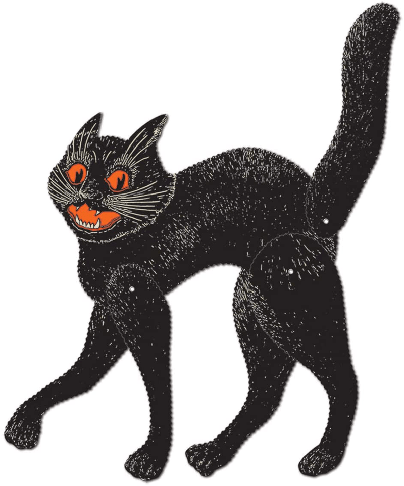 Vintage Halloween Décor Bundle | Includes Tissue Dancers, Cat & Moon Centerpiece, and Jointed Black Cat