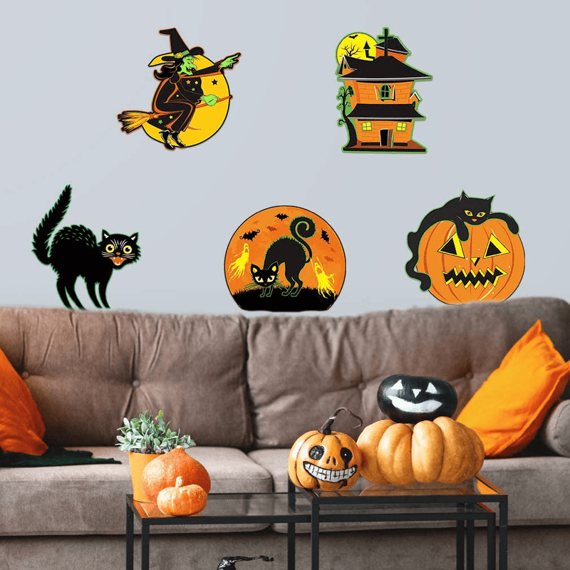 Vintage Halloween Decorations- 12 Pieces Large Size Halloween Cutouts, Durable Cardboard Classic Artwork Cut Outs Old Style Halloween Elements Posters for Halloween Window Wall Decor and Supplies Arts & Entertainment > Party & Celebration > Party Supplies DUAIAI   