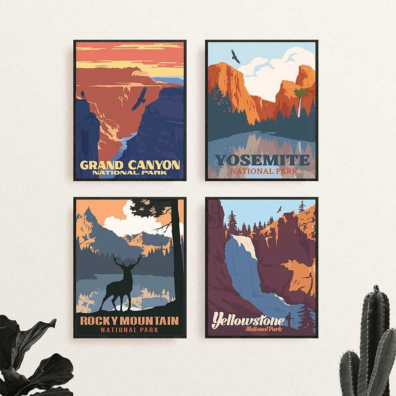 Vintage National Parks Poster Set - by Haus and Hues | National Parks Art Prints Nature Wall Art, and Mountain Print Set Abstract National Park Prints, Mountain Posters, Nature Prints, 8"X10" UNFRAMED Home & Garden > Decor > Artwork > Posters, Prints, & Visual Artwork HAUS AND HUES   