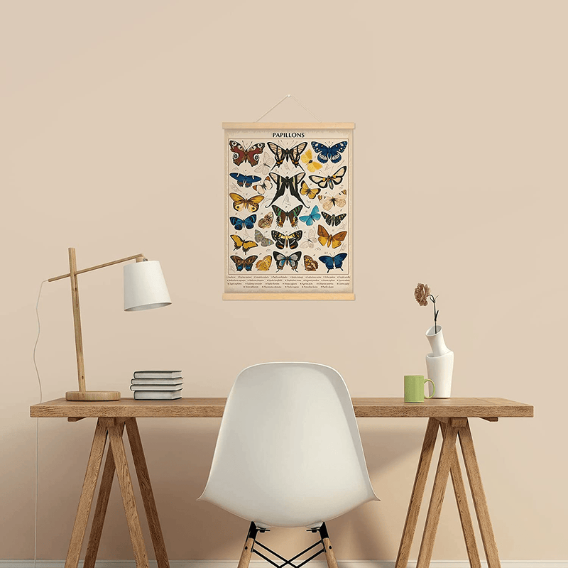 Vintage Papillons Butterflies Poster Butterflies Wall Art Prints Rustic Style of Butterflies Wall Hanging for Living Room Office Classroom Bedroom Playroom Dining Room Decor Frame 15.7 X 19.7 Inch Home & Garden > Decor > Artwork > Posters, Prints, & Visual Artwork Tatuo   