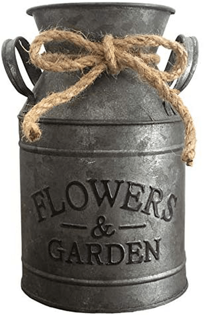 Vintage Rustic Antique Decorative Flower Vase Milk Tin Can for Centerpieces, Home Decor or Gift Home & Garden > Decor > Vases Koriste Rusty Sliver Medium 